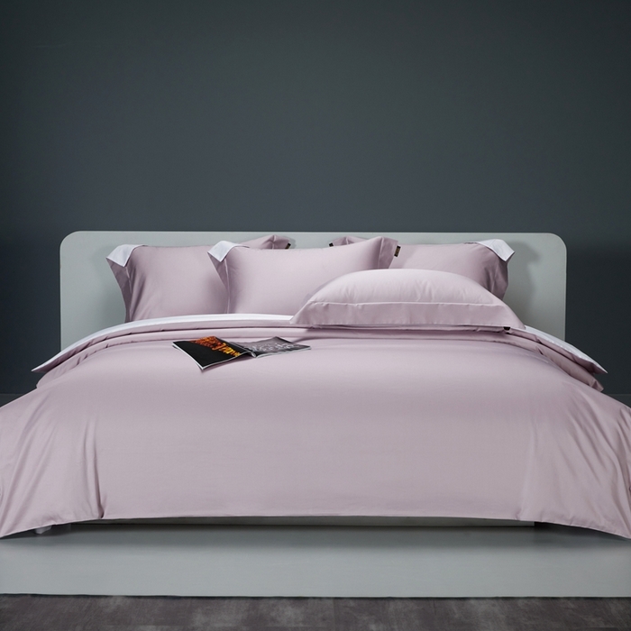 洽想家 2025新款100支新疆长绒棉纯色双拼四件套 温沙紫+雾紫-