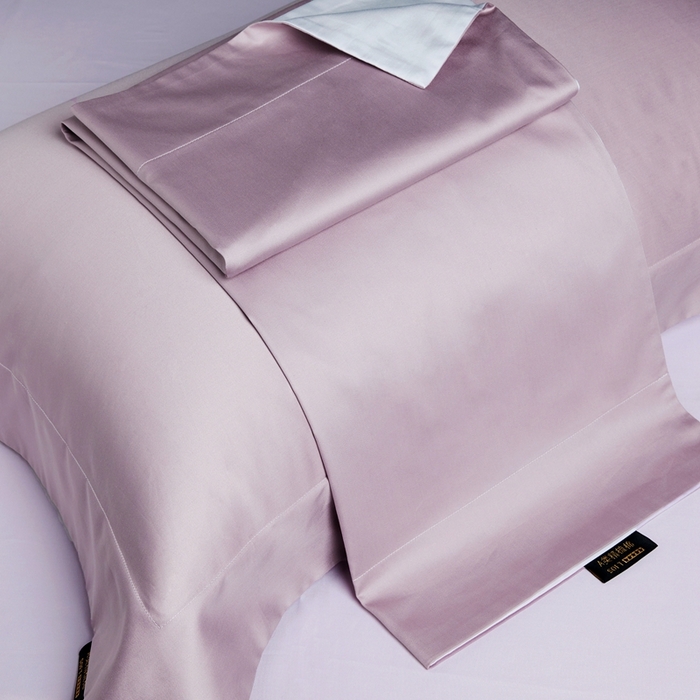 91家纺网 家纺一手货源 找家纺 洽想家 2025新款100支新疆长绒棉纯色双拼四件套 温沙紫+雾紫-