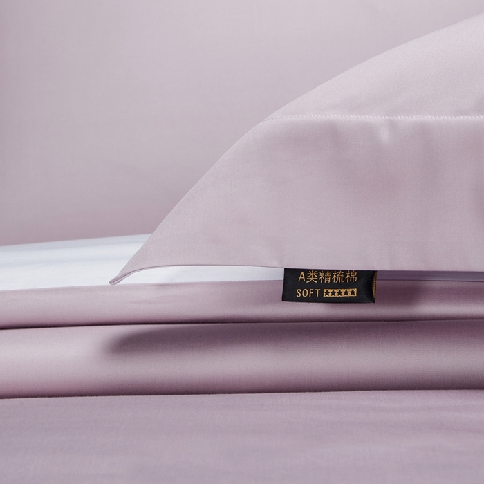 91家纺网 家纺一手货源 找家纺 洽想家 2025新款100支新疆长绒棉纯色双拼四件套 温沙紫+雾紫-