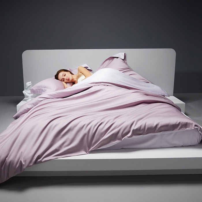 91家纺网 家纺一手货源 找家纺 洽想家 2025新款100支新疆长绒棉纯色双拼四件套 温沙紫+雾紫-