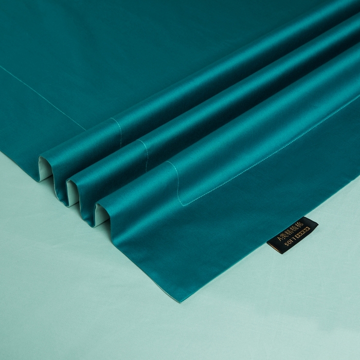 91家纺网 家纺一手货源 找家纺 洽想家 2025新款100支新疆长绒棉纯色双拼四件套 雅克绿+香草绿-