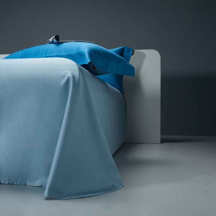 91家纺网 家纺一手货源 找家纺 洽想家 2025新款100支新疆长绒棉纯色双拼四件套 元气蓝+茗翠兰-