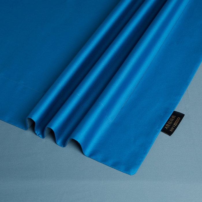 91家纺网 家纺一手货源 找家纺 洽想家 2025新款100支新疆长绒棉纯色双拼四件套 元气蓝+茗翠兰-