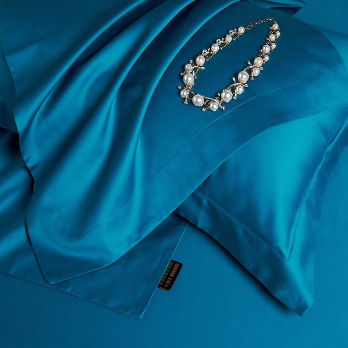 91家纺网 家纺一手货源 找家纺 洽想家 2025新款100支新疆长绒棉纯色双拼四件套 元气蓝-