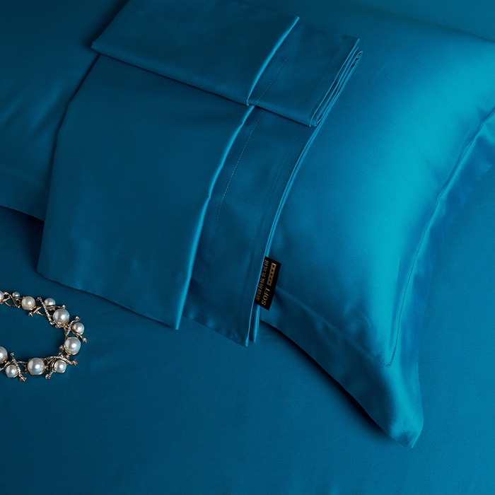 91家纺网 家纺一手货源 找家纺 洽想家 2025新款100支新疆长绒棉纯色双拼四件套 元气蓝-