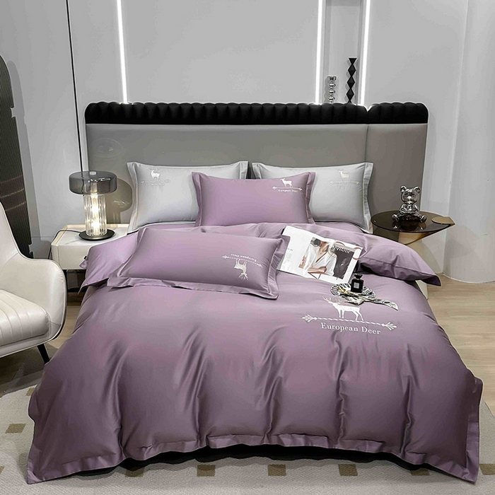 91家纺网 家纺一手货源 找家纺 洽想家 2025新款100支纯棉四件套-一鹿有你 浅紫