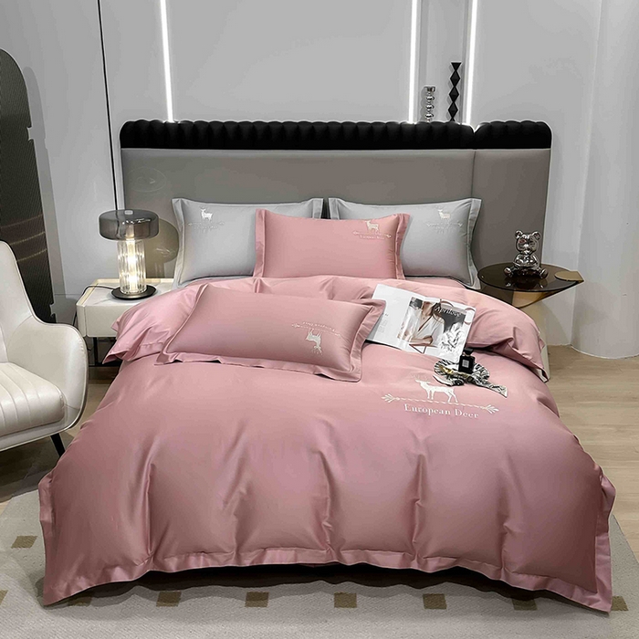 洽想家 2025新款100支纯棉四件套-一鹿有你 粉色