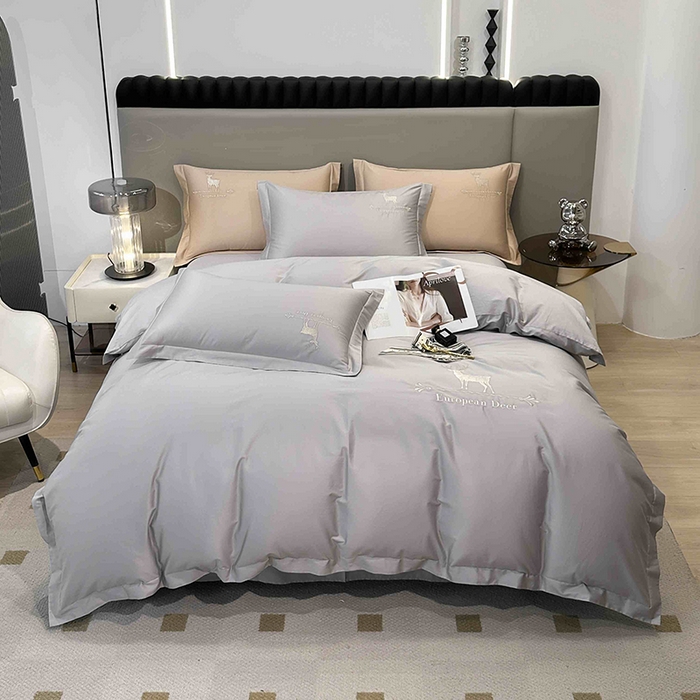 洽想家 2025新款100支纯棉四件套-一鹿有你 浅灰