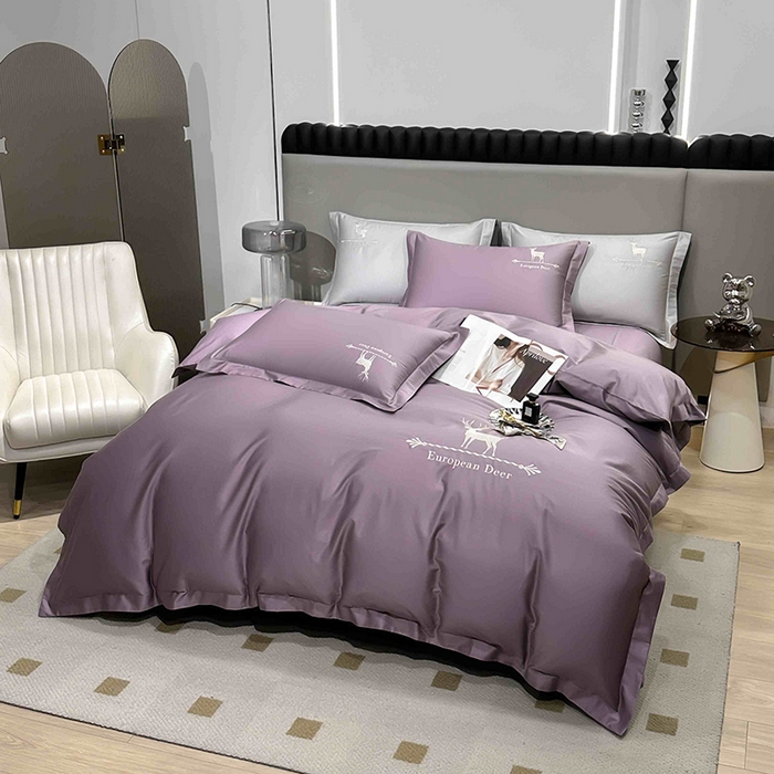 91家纺网 家纺一手货源 找家纺 洽想家 2025新款100支纯棉四件套-一鹿有你 浅紫