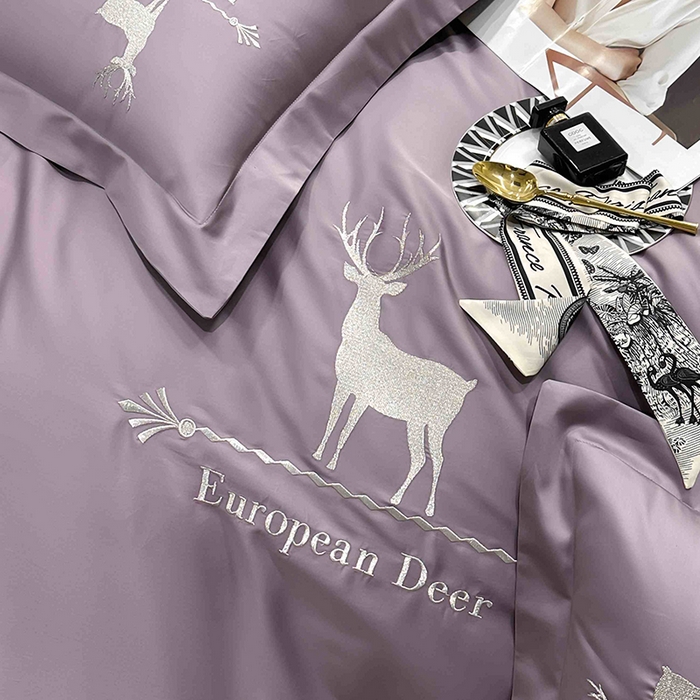 91家纺网 家纺一手货源 找家纺 洽想家 2025新款100支纯棉四件套-一鹿有你 浅紫