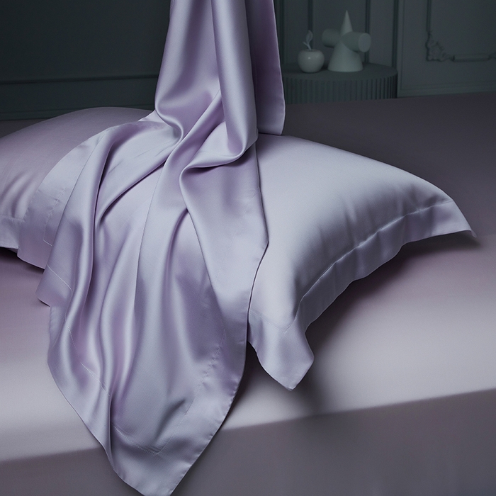 91家纺网 家纺一手货源 找家纺 洽想家 2025新款莱赛尔兰精80支天丝纯色系列四件套 风信紫