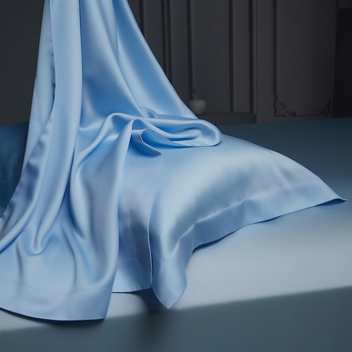 91家纺网 家纺一手货源 找家纺 洽想家 2025新款莱赛尔兰精80支天丝纯色系列四件套 海天蓝