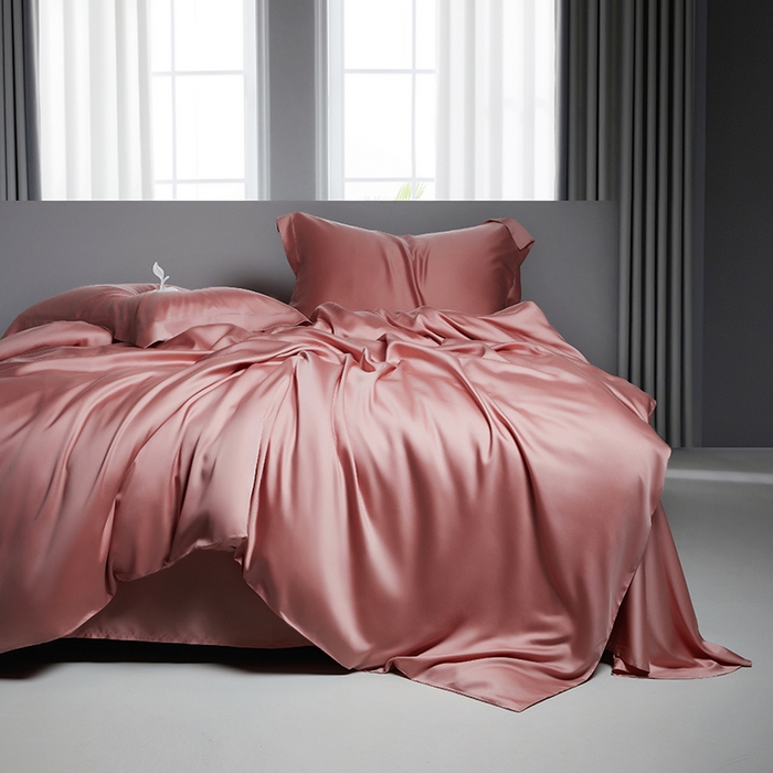 洽想家 2025新款莱赛尔兰精80支天丝纯色系列四件套 密豆红茶