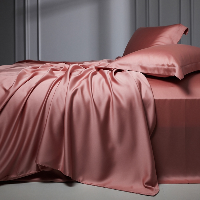 91家纺网 家纺一手货源 找家纺 洽想家 2025新款莱赛尔兰精80支天丝纯色系列四件套 密豆红茶