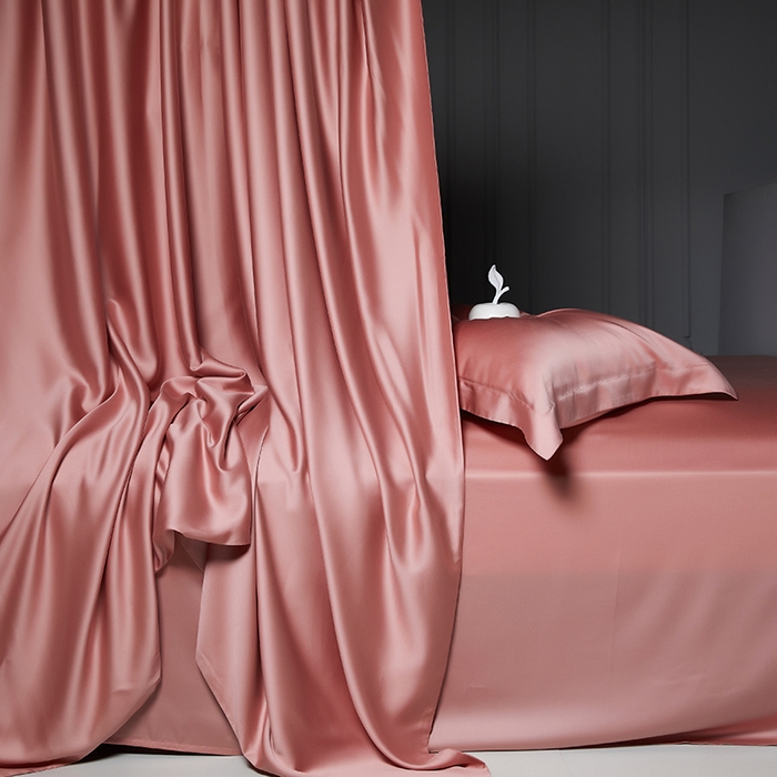 91家纺网 家纺一手货源 找家纺 洽想家 2025新款莱赛尔兰精80支天丝纯色系列四件套 密豆红茶