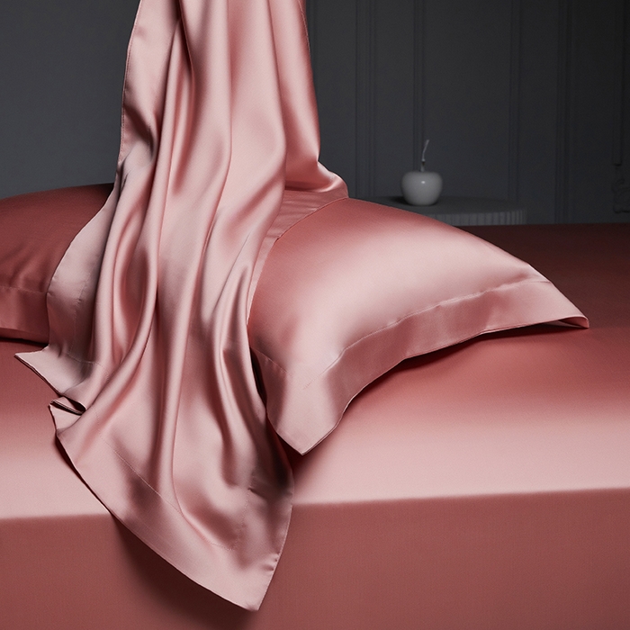 91家纺网 家纺一手货源 找家纺 洽想家 2025新款莱赛尔兰精80支天丝纯色系列四件套 密豆红茶