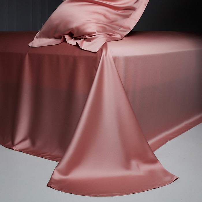 91家纺网 家纺一手货源 找家纺 洽想家 2025新款莱赛尔兰精80支天丝纯色系列四件套 密豆红茶