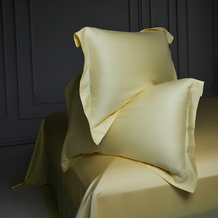 91家纺网 家纺一手货源 找家纺 洽想家 2025新款莱赛尔兰精80支天丝纯色系列四件套 茉莉黄