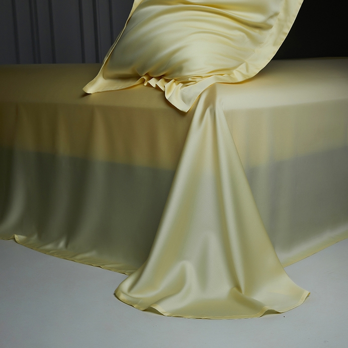 91家纺网 家纺一手货源 找家纺 洽想家 2025新款莱赛尔兰精80支天丝纯色系列四件套 茉莉黄