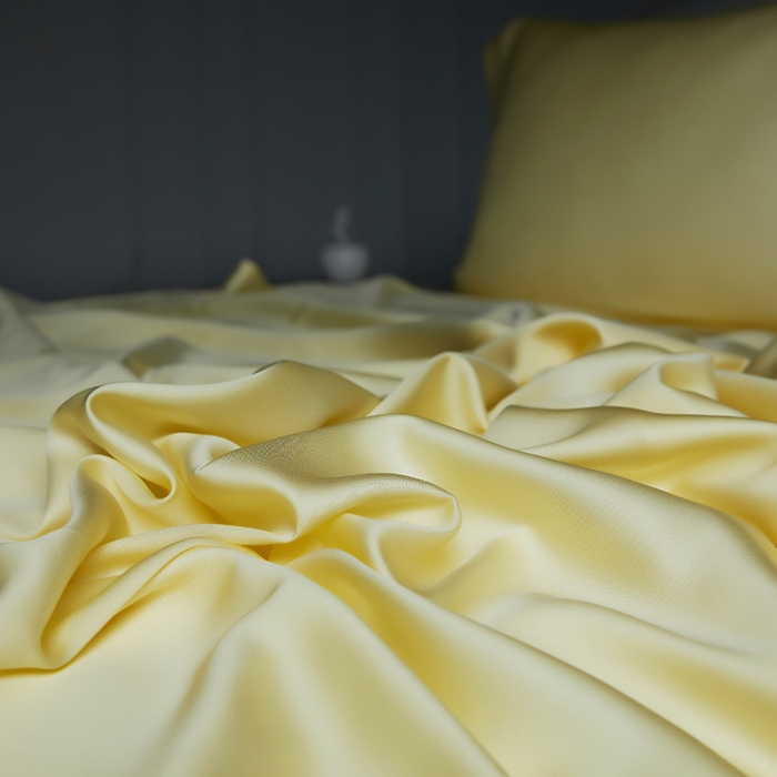 91家纺网 家纺一手货源 找家纺 洽想家 2025新款莱赛尔兰精80支天丝纯色系列四件套 茉莉黄
