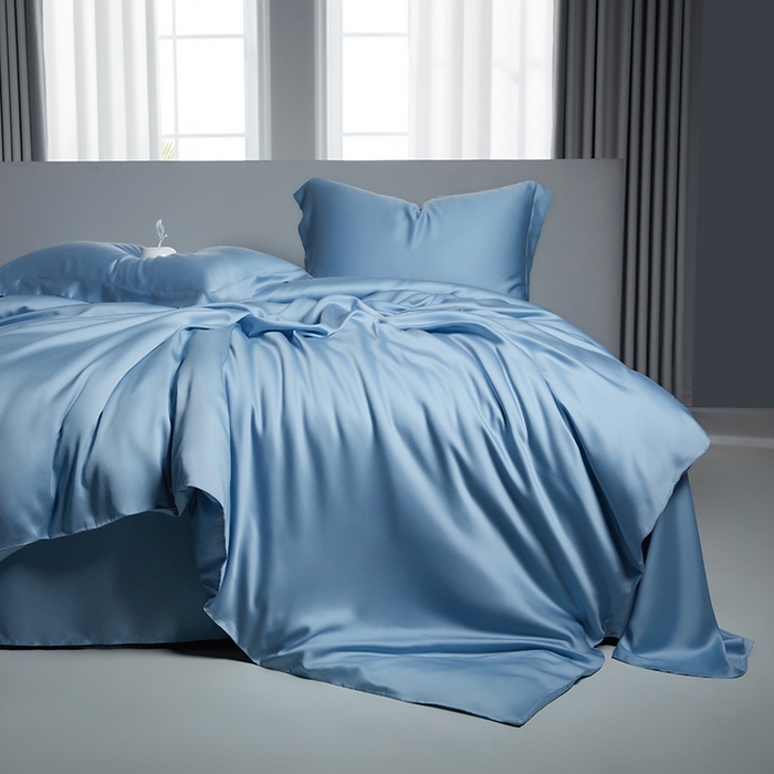 洽想家 2025新款莱赛尔兰精80支天丝纯色系列四件套 天空蓝