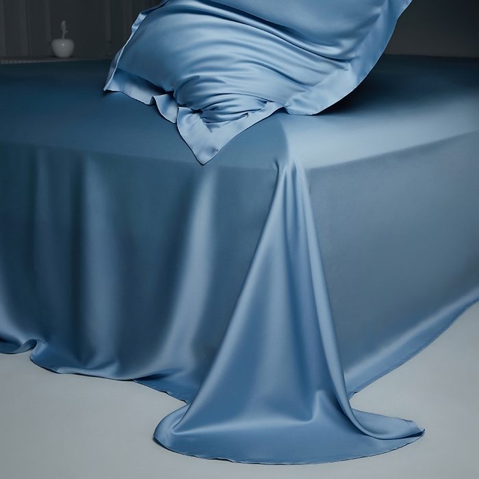 91家纺网 家纺一手货源 找家纺 洽想家 2025新款莱赛尔兰精80支天丝纯色系列四件套 天空蓝