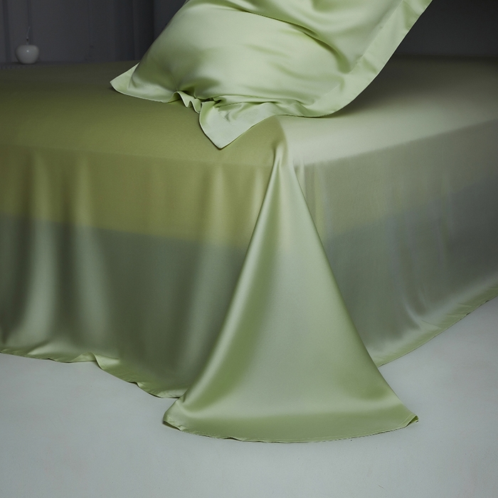 91家纺网 家纺一手货源 找家纺 洽想家 2025新款莱赛尔兰精80支天丝纯色系列四件套 春辰绿