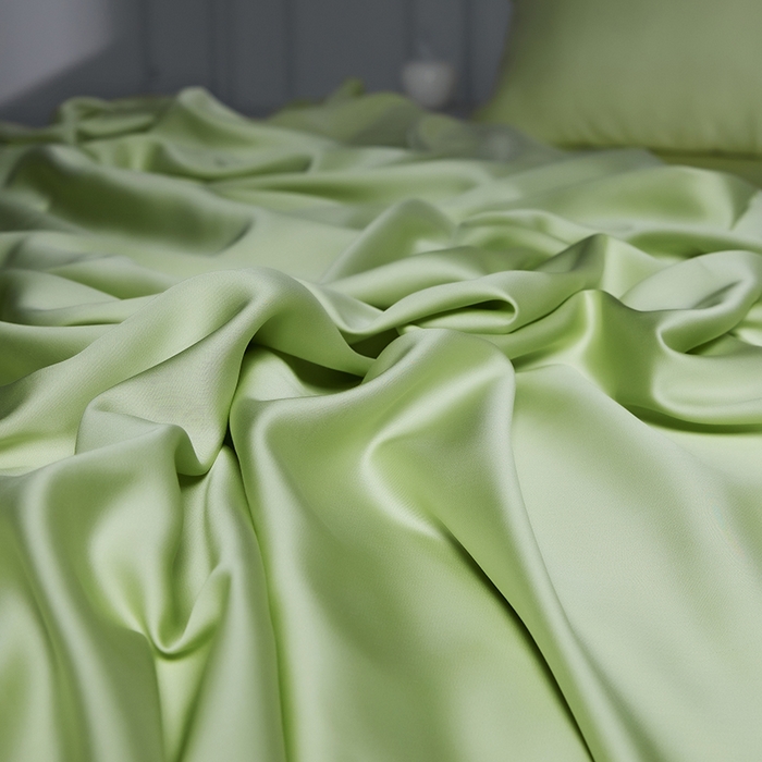 91家纺网 家纺一手货源 找家纺 洽想家 2025新款莱赛尔兰精80支天丝纯色系列四件套 春辰绿