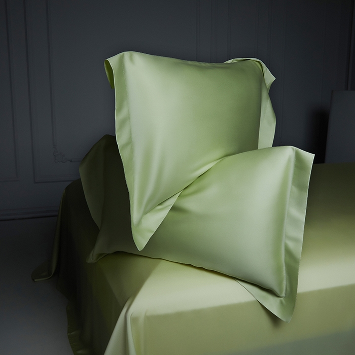 91家纺网 家纺一手货源 找家纺 洽想家 2025新款莱赛尔兰精80支天丝纯色系列四件套 春辰绿