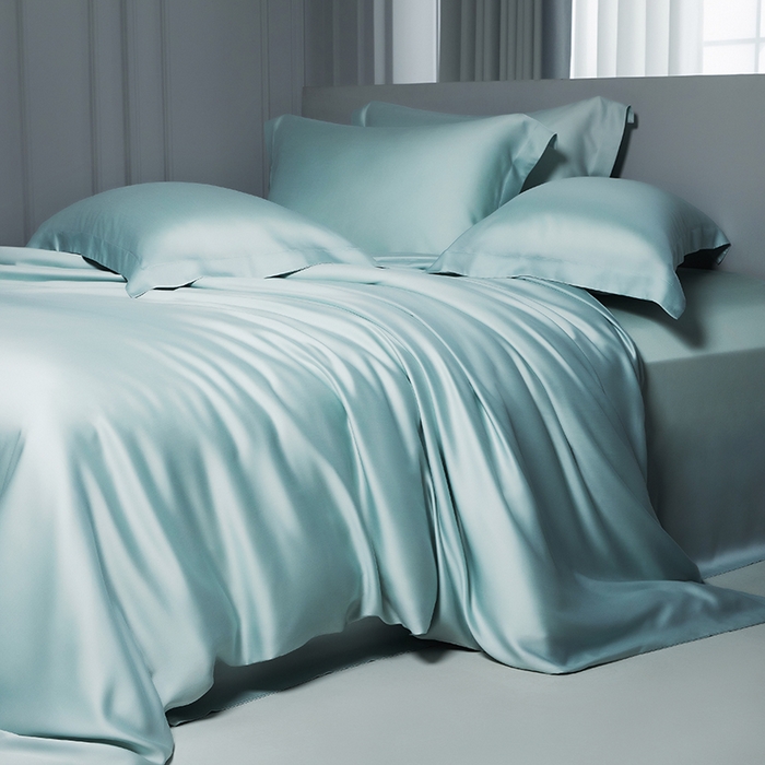 91家纺网 家纺一手货源 找家纺 洽想家 2025新款莱赛尔兰精80支天丝纯色系列四件套 繁星蓝