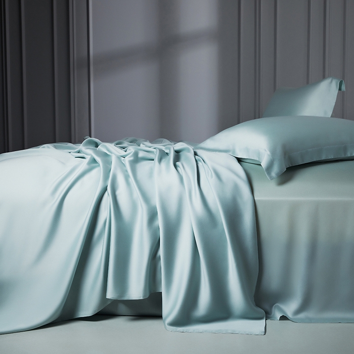 91家纺网 家纺一手货源 找家纺 洽想家 2025新款莱赛尔兰精80支天丝纯色系列四件套 繁星蓝