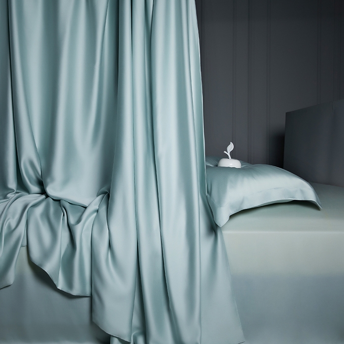 91家纺网 家纺一手货源 找家纺 洽想家 2025新款莱赛尔兰精80支天丝纯色系列四件套 繁星蓝