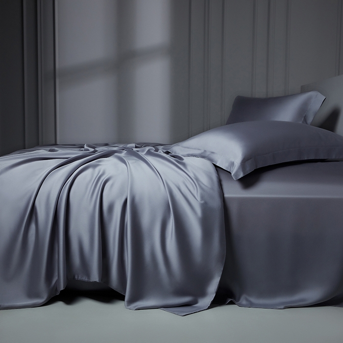 91家纺网 家纺一手货源 找家纺 洽想家 2025新款莱赛尔兰精80支天丝纯色系列四件套 经典灰