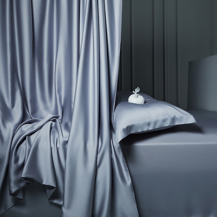 91家纺网 家纺一手货源 找家纺 洽想家 2025新款莱赛尔兰精80支天丝纯色系列四件套 经典灰