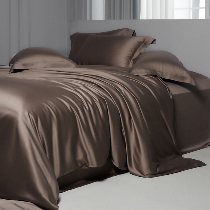 91家纺网 家纺一手货源 找家纺 洽想家 2025新款莱赛尔兰精80支天丝纯色系列四件套 拿铁