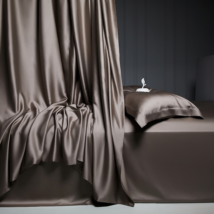 91家纺网 家纺一手货源 找家纺 洽想家 2025新款莱赛尔兰精80支天丝纯色系列四件套 拿铁