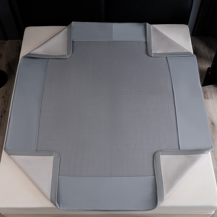 91家纺网 家纺一手货源 找家纺 小牛席业 2025经典款-千鸟格冷感豆豆席系列 床笠款 米色