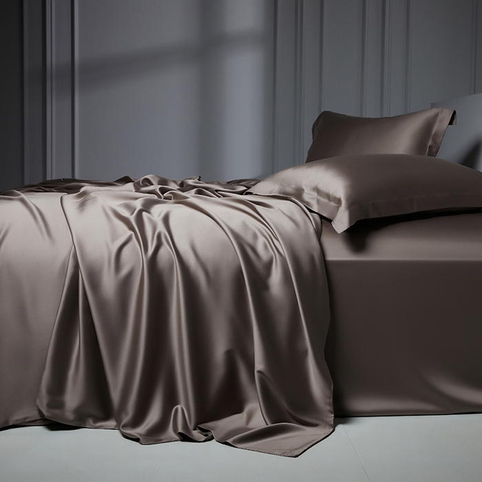 91家纺网 家纺一手货源 找家纺 洽想家 2025新款莱赛尔兰精80支天丝纯色系列四件套 拿铁