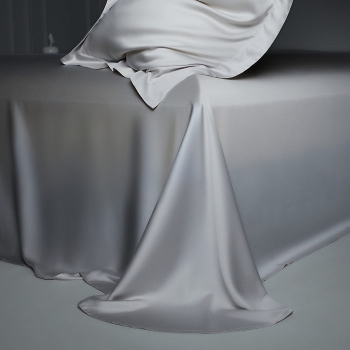 91家纺网 家纺一手货源 找家纺 洽想家 2025新款莱赛尔兰精80支天丝纯色系列四件套 水泥灰