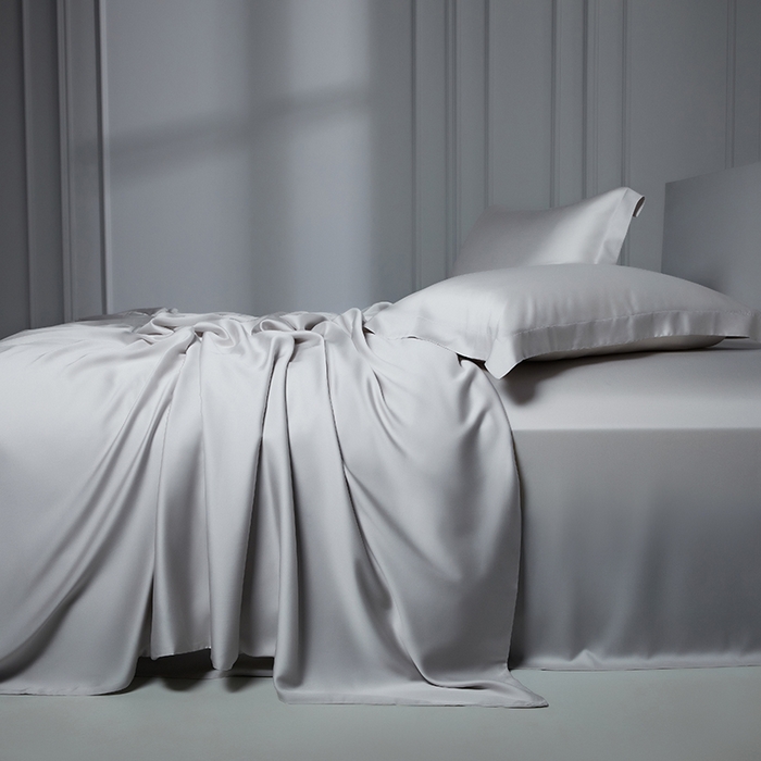 91家纺网 家纺一手货源 找家纺 洽想家 2025新款莱赛尔兰精80支天丝纯色系列四件套 水泥灰