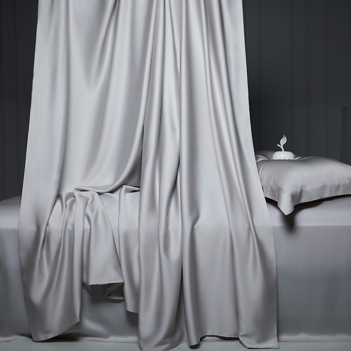 91家纺网 家纺一手货源 找家纺 洽想家 2025新款莱赛尔兰精80支天丝纯色系列四件套 水泥灰