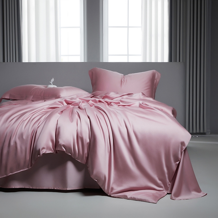 洽想家 2025新款莱赛尔兰精80支天丝纯色系列四件套 天空粉