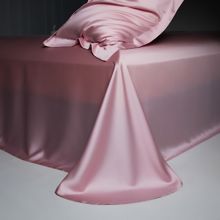 91家纺网 家纺一手货源 找家纺 洽想家 2025新款莱赛尔兰精80支天丝纯色系列四件套 天空粉