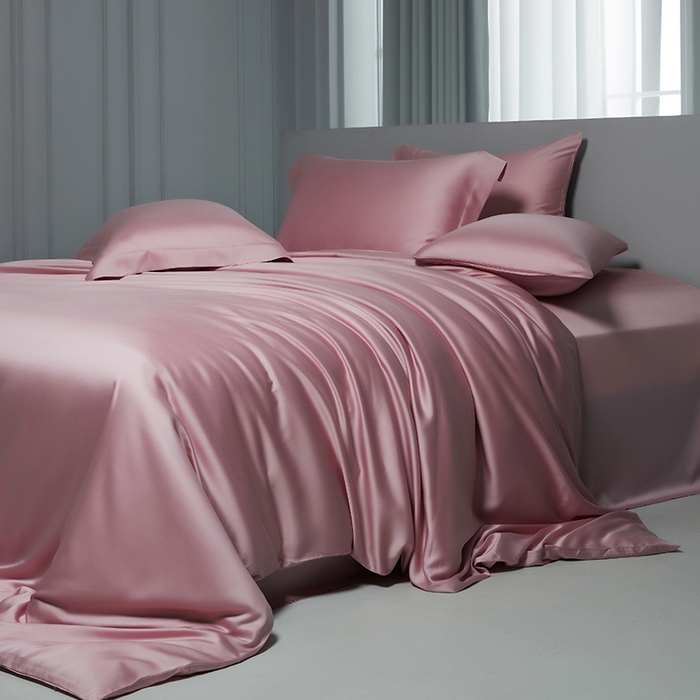 91家纺网 家纺一手货源 找家纺 洽想家 2025新款莱赛尔兰精80支天丝纯色系列四件套 天空粉