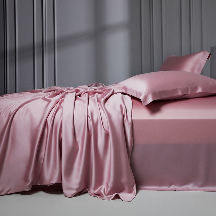 91家纺网 家纺一手货源 找家纺 洽想家 2025新款莱赛尔兰精80支天丝纯色系列四件套 天空粉