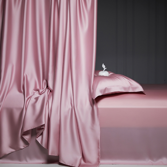 91家纺网 家纺一手货源 找家纺 洽想家 2025新款莱赛尔兰精80支天丝纯色系列四件套 天空粉