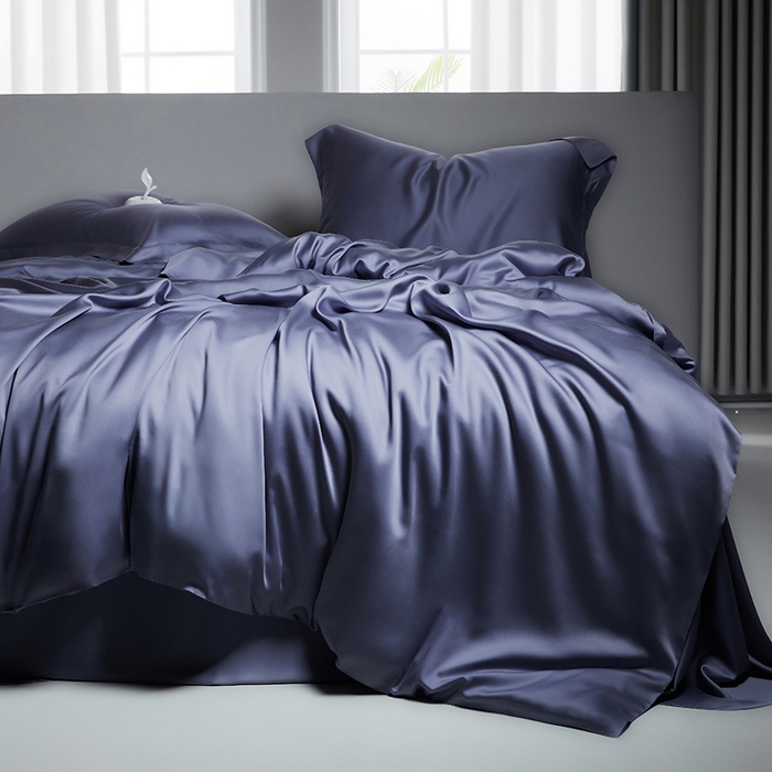 洽想家 2025新款莱赛尔兰精80支天丝纯色系列四件套 雾霾蓝紫