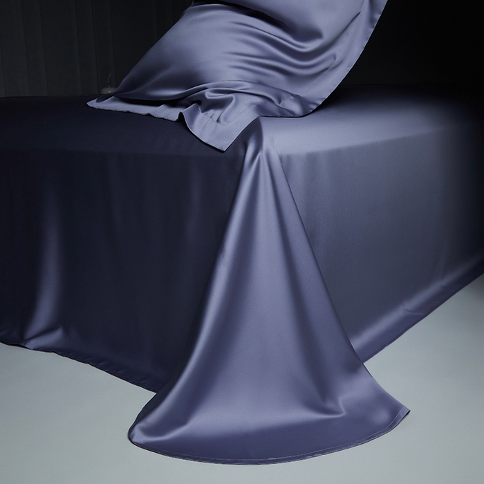 91家纺网 家纺一手货源 找家纺 洽想家 2025新款莱赛尔兰精80支天丝纯色系列四件套 雾霾蓝紫