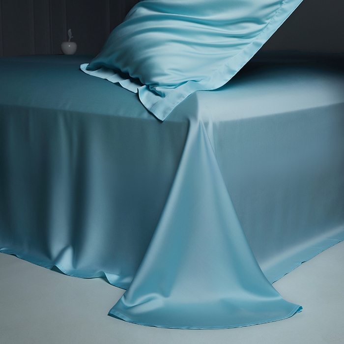 91家纺网 家纺一手货源 找家纺 洽想家 2025新款莱赛尔兰精80支天丝纯色系列四件套 婴儿蓝