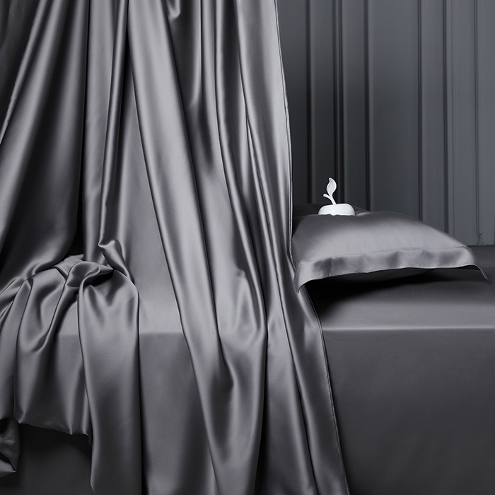 91家纺网 家纺一手货源 找家纺 洽想家 2025新款莱赛尔兰精80支天丝纯色系列四件套 深灰